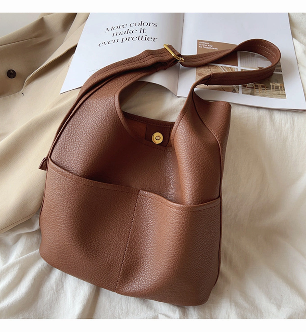 Elena Handbags Simple Leather Tote Bag Minimal Functionality Daily Commute