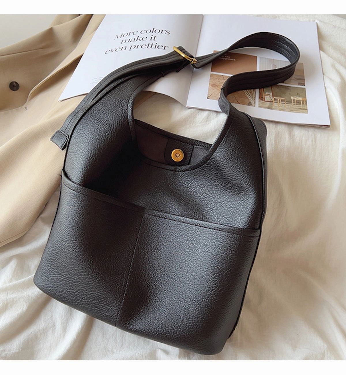 Simple Function Elena Handbags Simple Leather Tote Bag