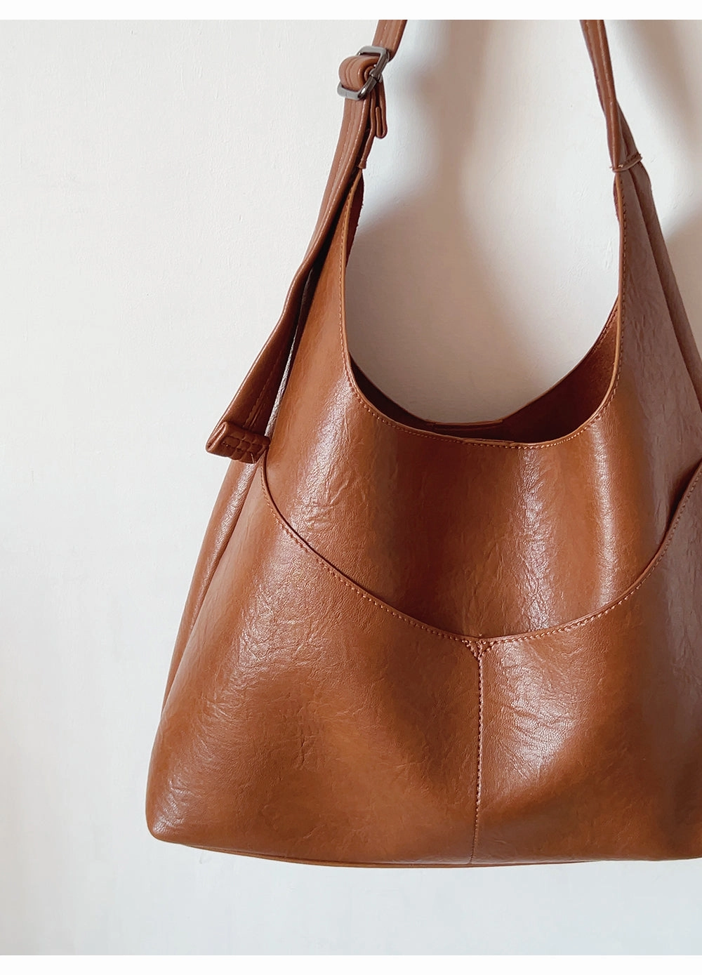 Elena Handbags Simple Soft Leather Everyday Medium Hobo Bag Daily Storage