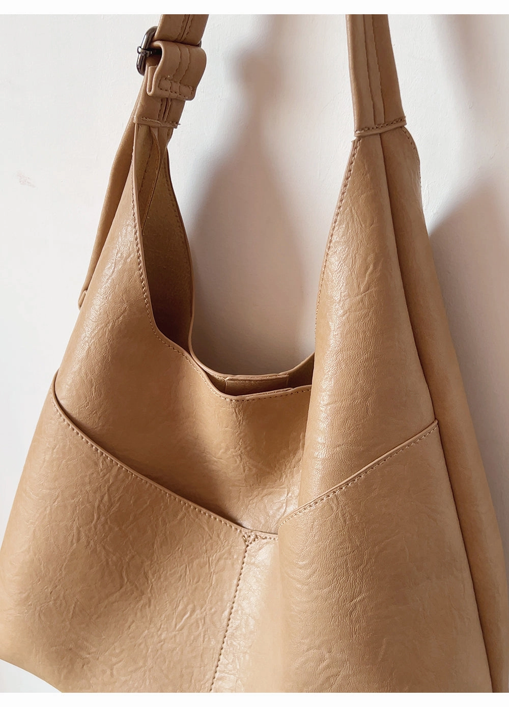 Elena Handbags Simple Soft Leather Everyday Medium Hobo Bag Simple Carry