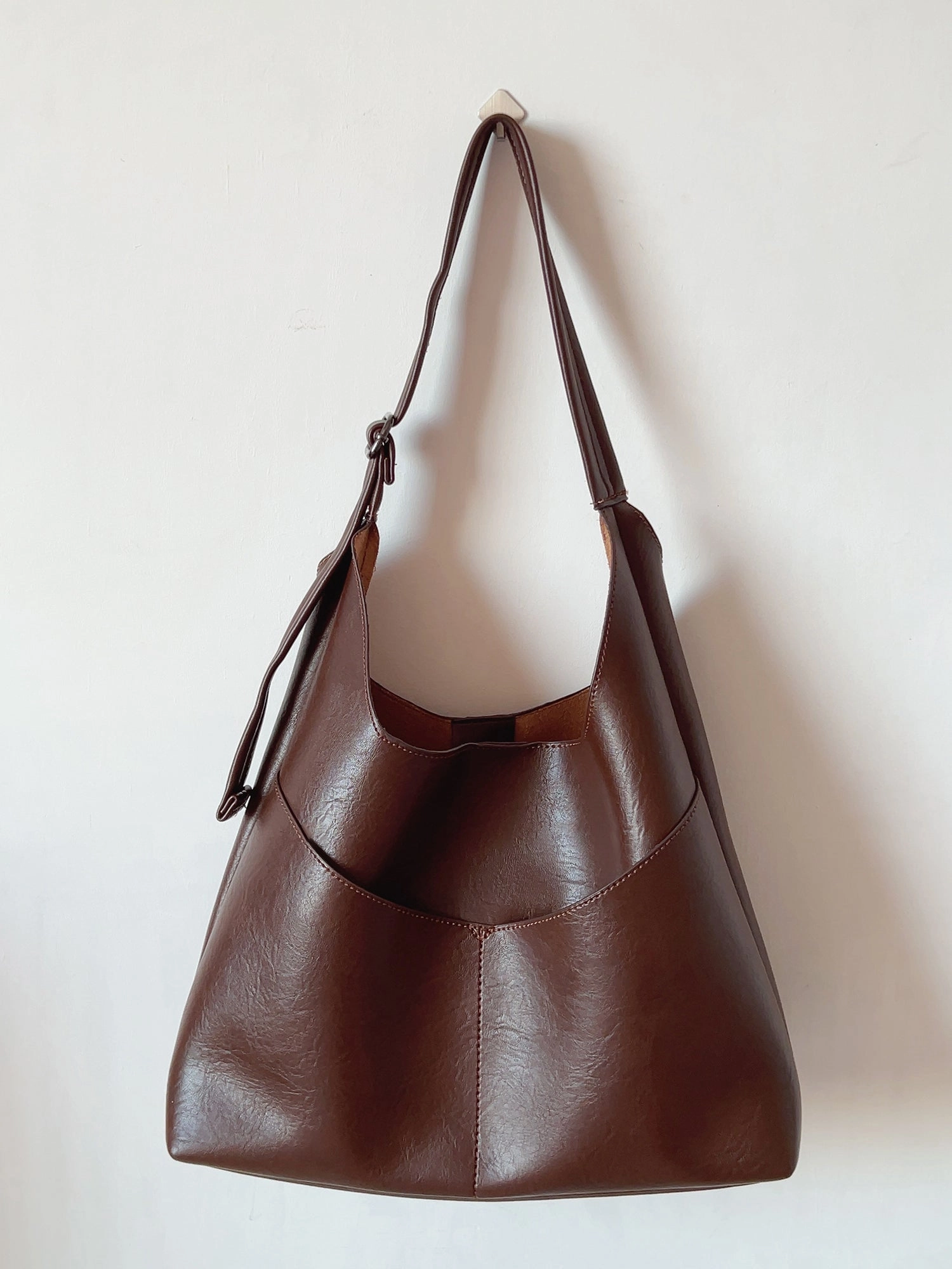Elena Handbags Simple Soft Leather Everyday Medium Hobo Bag Comfort Grip Utility Focus