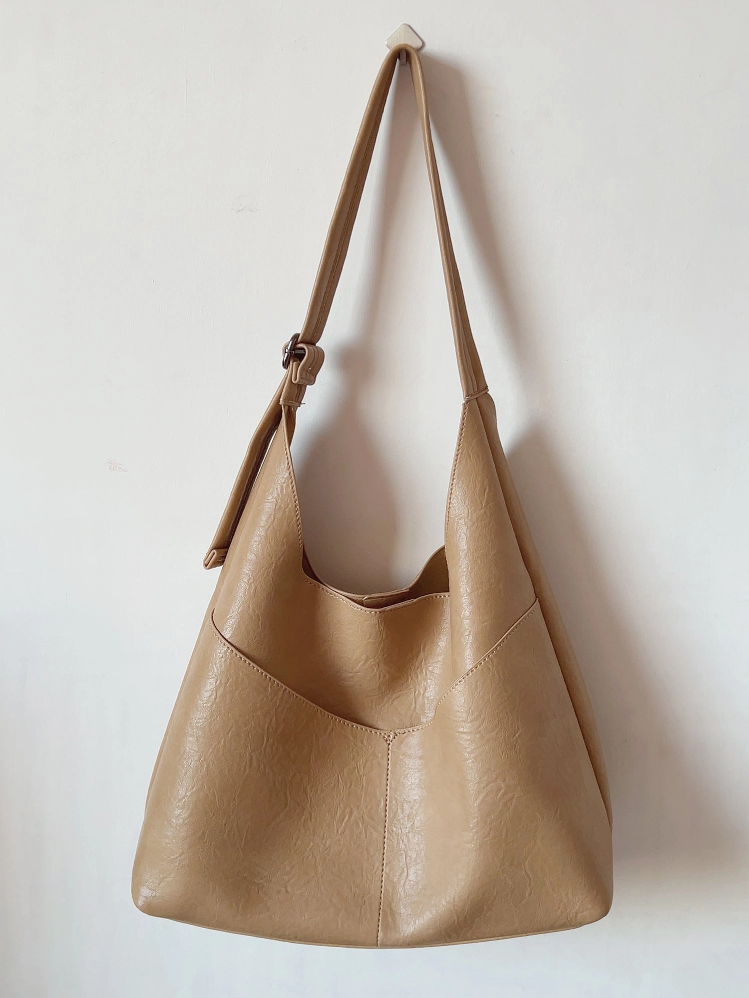 Durable Fabric Modern Carry Elena Handbags Simple Soft Leather Everyday Medium Hobo Bag