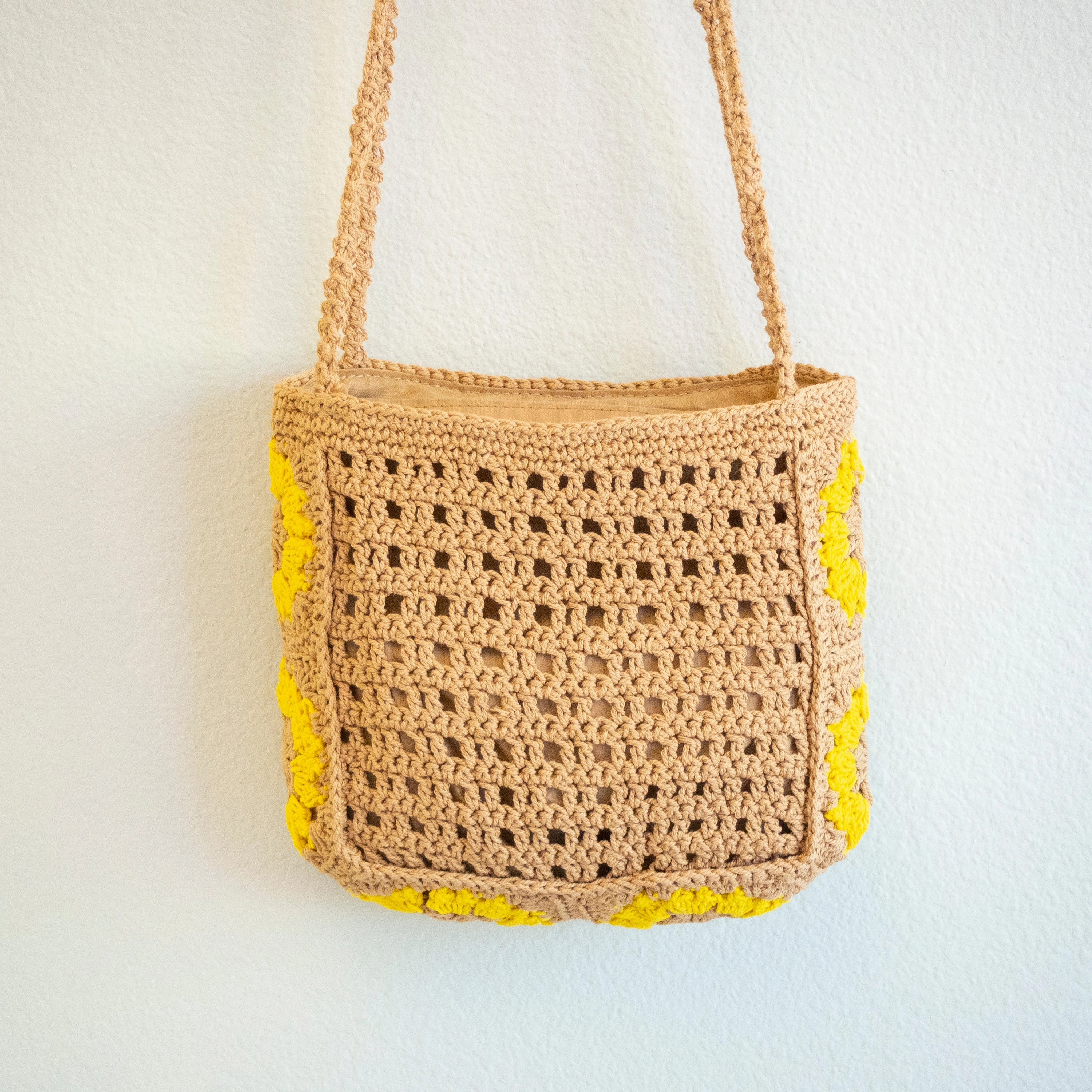 Trendy Carry Elena Handbags Small Boho Cotton Knitted Shoulder Bag