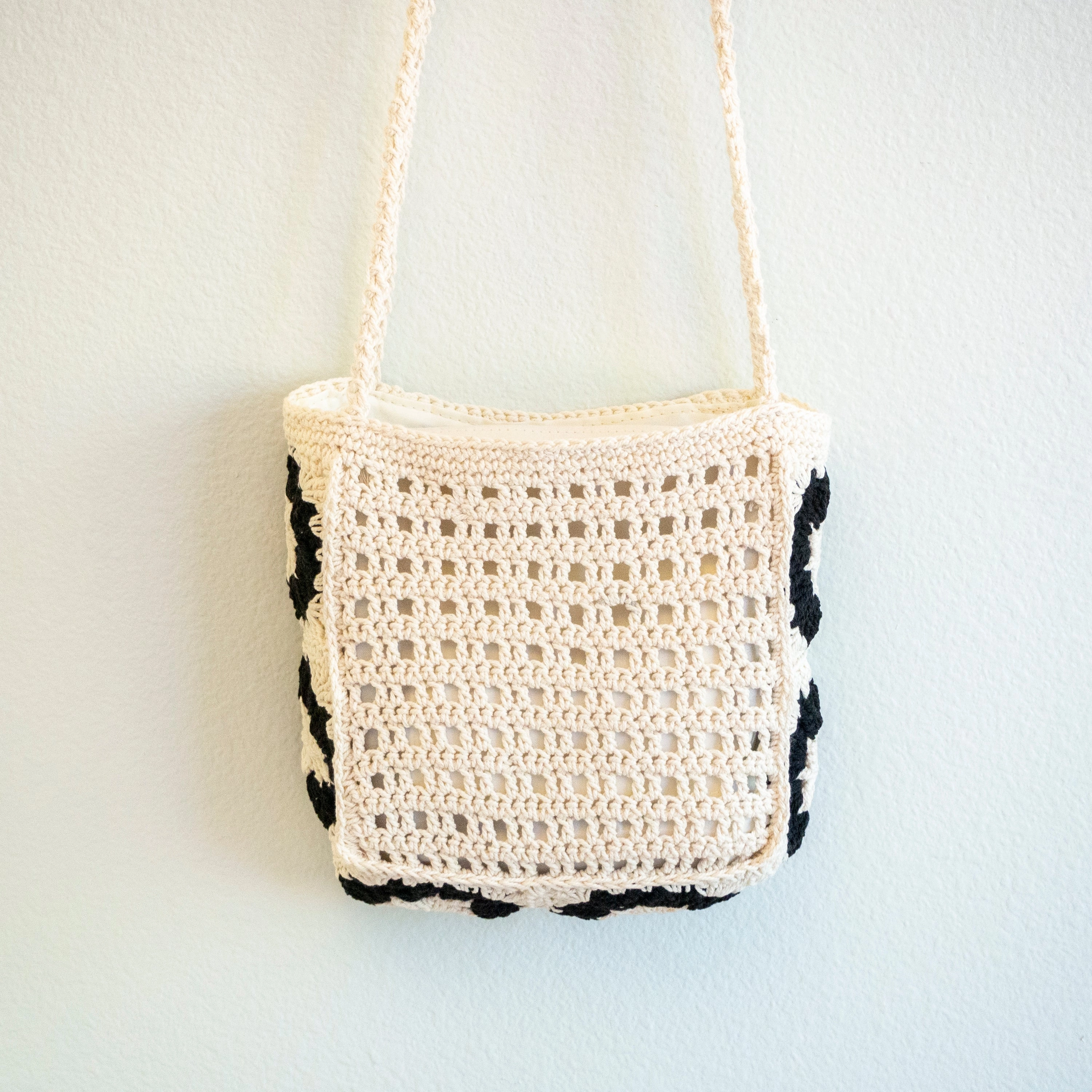 Elena Handbags Small Boho Cotton Knitted Shoulder Bag Casual Outfit Stylish Functionality