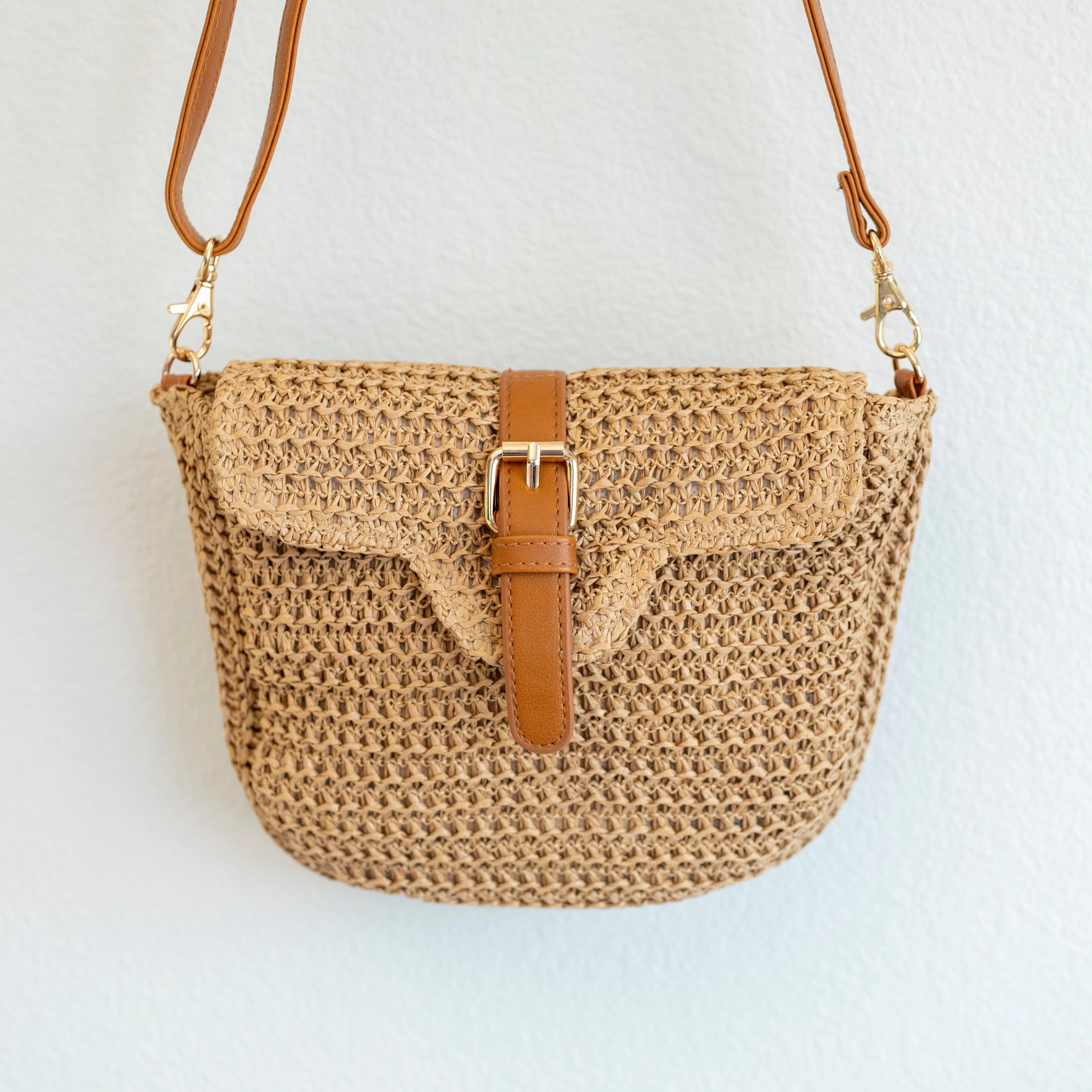 Elena Handbags Straw Woven Crossbody Bag work commute Lightweight Function