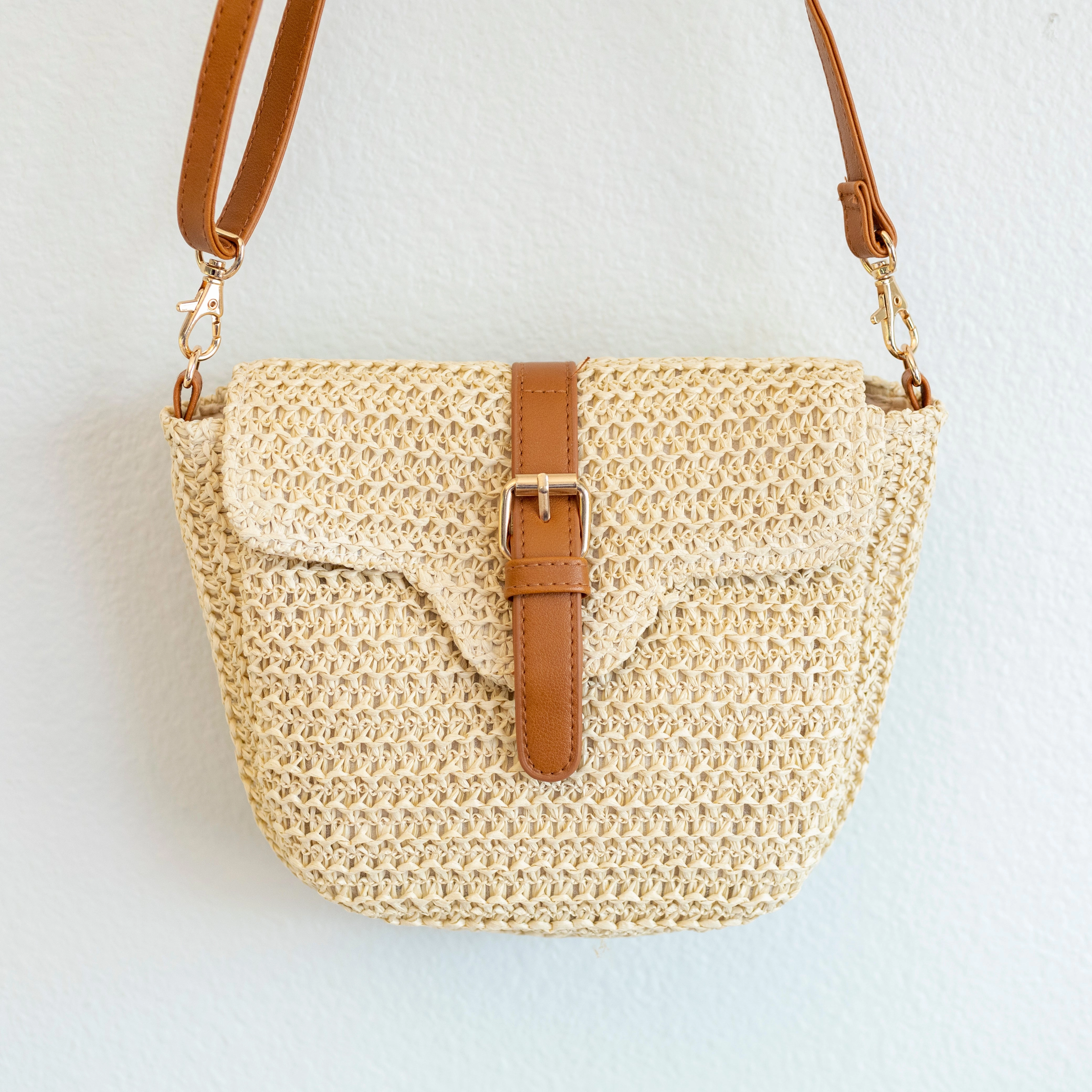 Elena Handbags Straw Woven Crossbody Bag Street Fashion Effortless Style