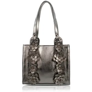 Elevated, Pewter Leather Shoulder Handbag Lifestyle accessory Casual Elegance