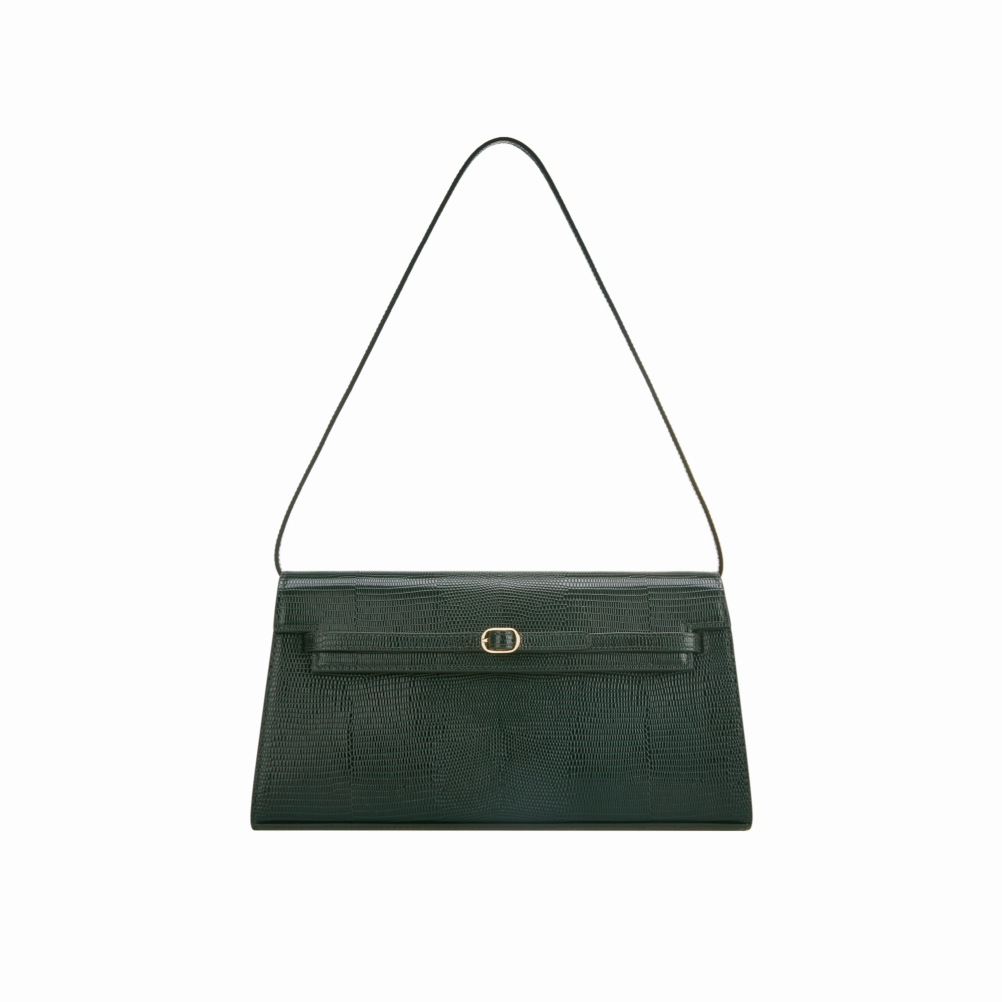 Compact Utility Emerald Lizard Shoulder Bag