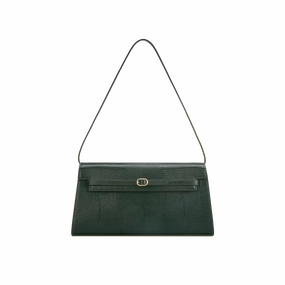 Compact Utility Emerald Lizard Shoulder Bag