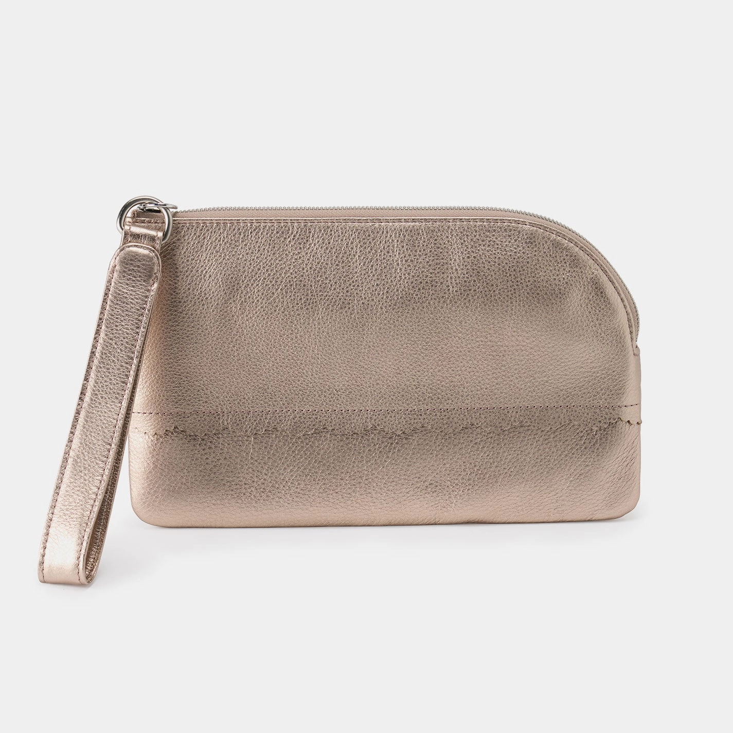 Simple Lifestyle Tabby Wristlet In Metallic Leather - Cameo Quartz