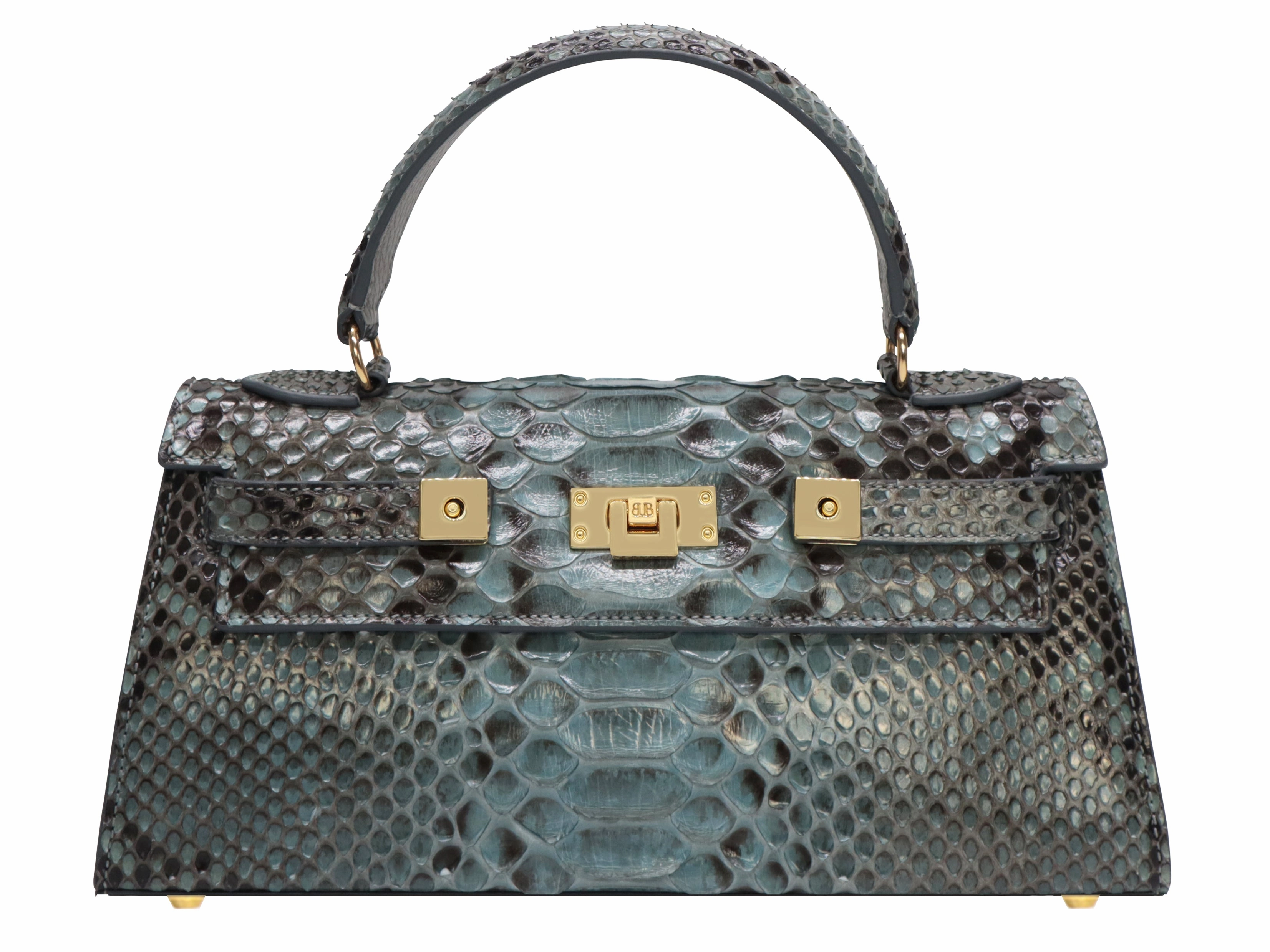 Maya East West Pythonskin Handbag - Celadon Lightweight Design