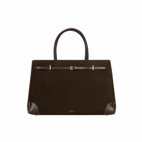 Versatile utility Espresso Suede Book Tote Bag 33 (Pre-Order Only)