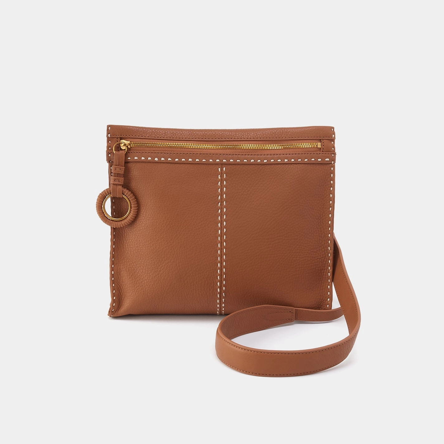 Minimal Journey Austin Medium Crossbody in Pebbled Leather - Warm Honey