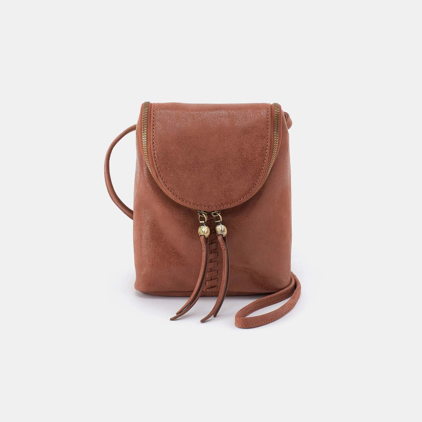 Sleek Design Smart Comfort Fern Crossbody in Buffed Leather - Burnished Saddle
