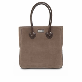 Essex Travel Tote Suede with Croc Trim, Light Brown & Brown Durable Build Everyday Travel