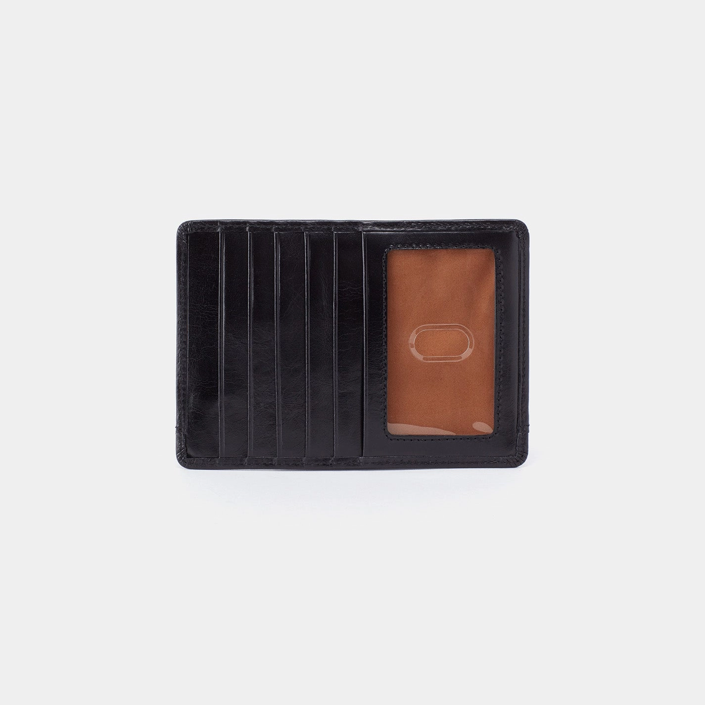 Casual Outfit Euro Slide Card Case in Polished Leather - Black