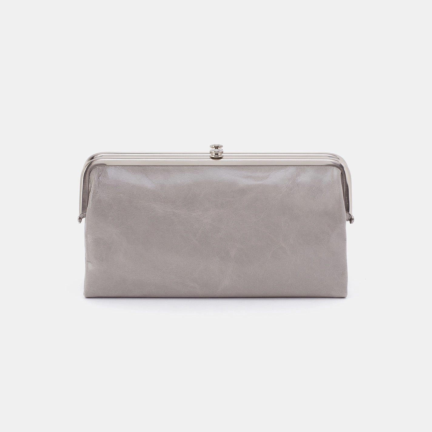 Trendy Carry Modern Organizer Lauren Clutch-Wallet In Polished Leather - Light Grey