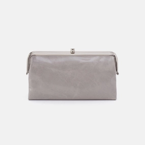 Lauren Clutch-Wallet In Polished Leather - Light Grey Elegant Texture Celebration Ready