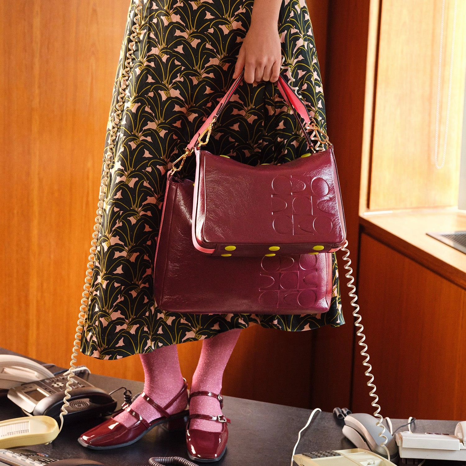 Water Resistant practical gear Large Softie Leather Shoulder Bag - OK Colourblock Burgundy