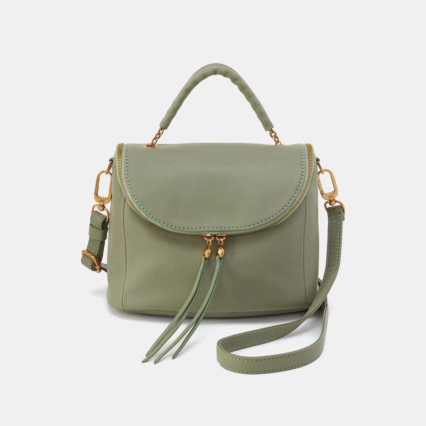 Fashion Travel Fern Top Handle Satchel In Pebbled Leather - Watercress