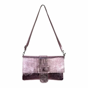 Urban Essential Weekend Style Italian Leather & Canvas Pink Shoulder Bag