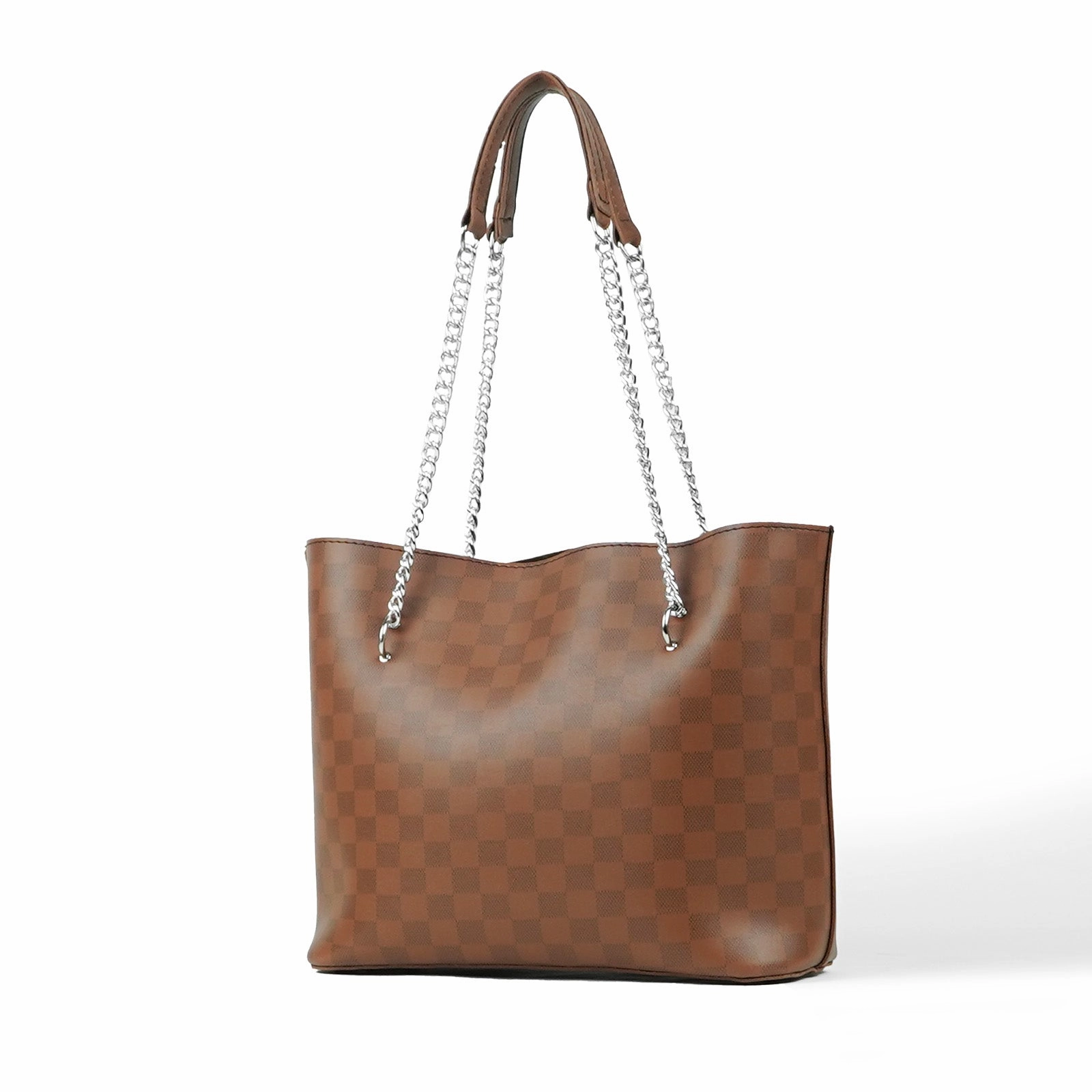Verona Tote Bag Brown (checkered) Trendy Design Stylish Elegance