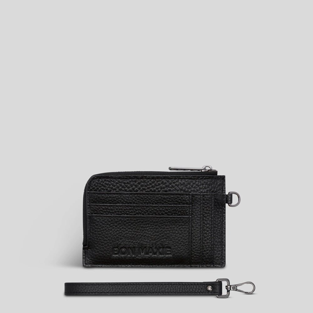 Everyday Mini Wallet in full-grain pebbled leather -- Black Compact purse holder Trend Piece