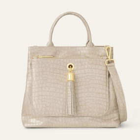 Modern Companion Dahlia Tote | Mocha Patent Croc with Gold hardware