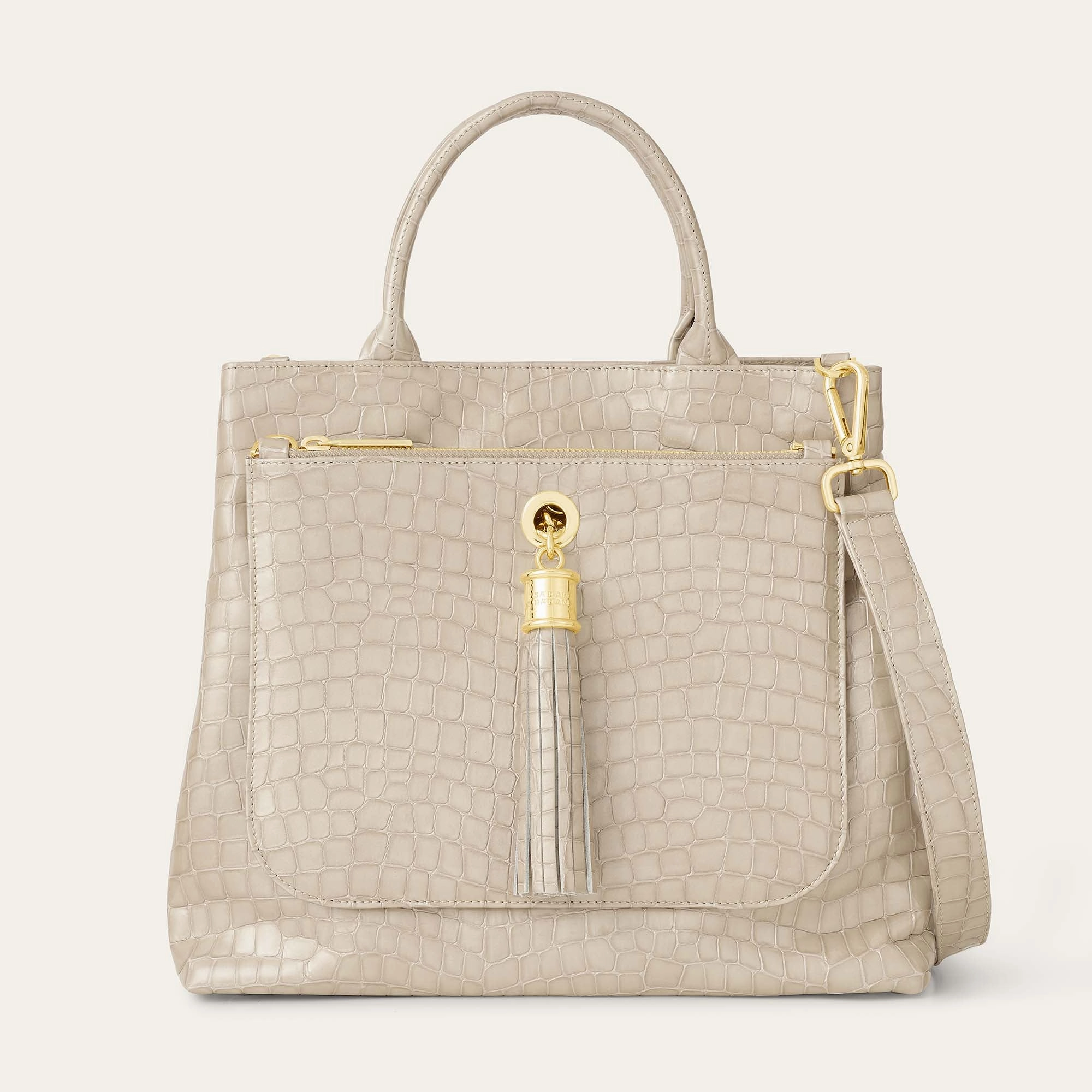 Modern Companion Dahlia Tote | Mocha Patent Croc with Gold hardware