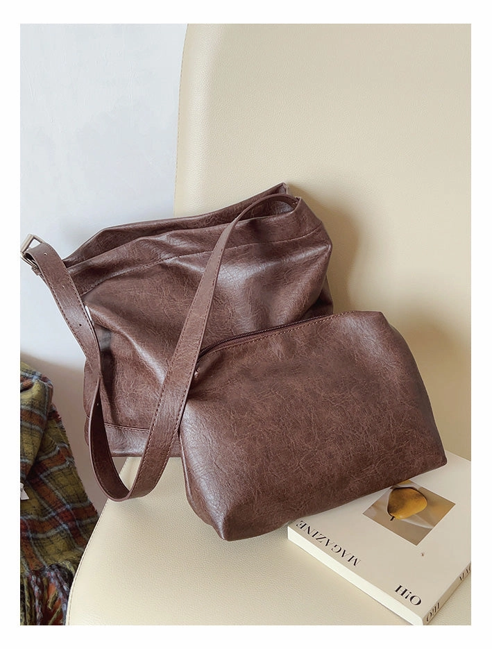 Minimalist Reliability Smart Storage Elena Handbags Retro Bucket Leather Bag