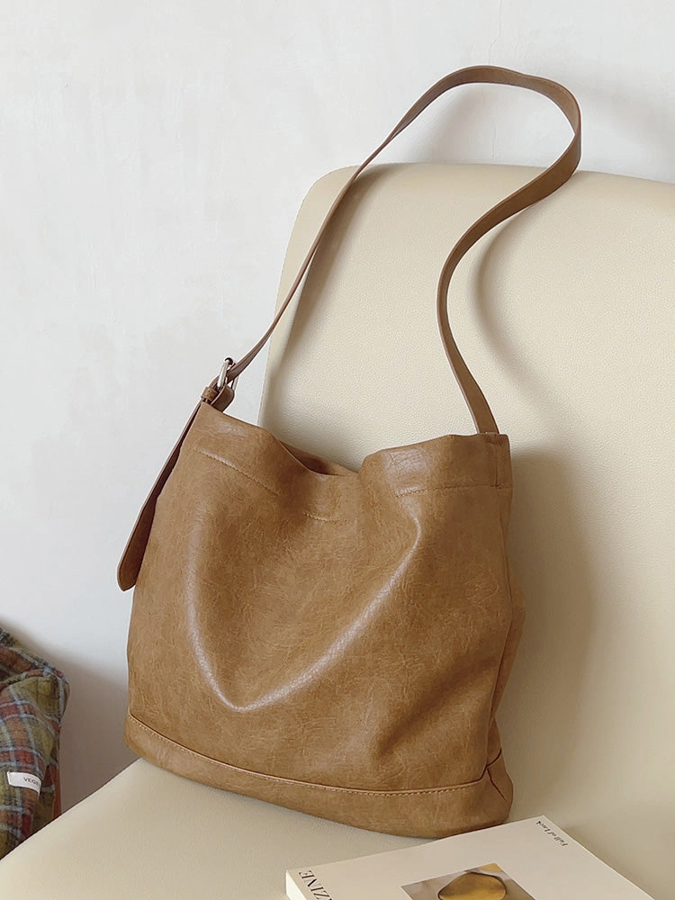 Elena Handbags Retro Bucket Leather Bag Comfort Grip Versatile Travel