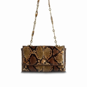 Practical Journey Chain & Jewel Shoulder Bag, Mini - Brown Multi-Color, Gemstone Accents