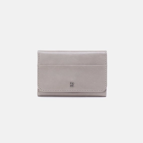 Jill Trifold Wallet In Polished Leather - Light Grey Outdoor Ready Urban Accessory