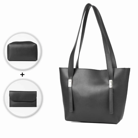 Falcon tote set of 3 Bag black Urban Fashion Elegant Craftsmanship