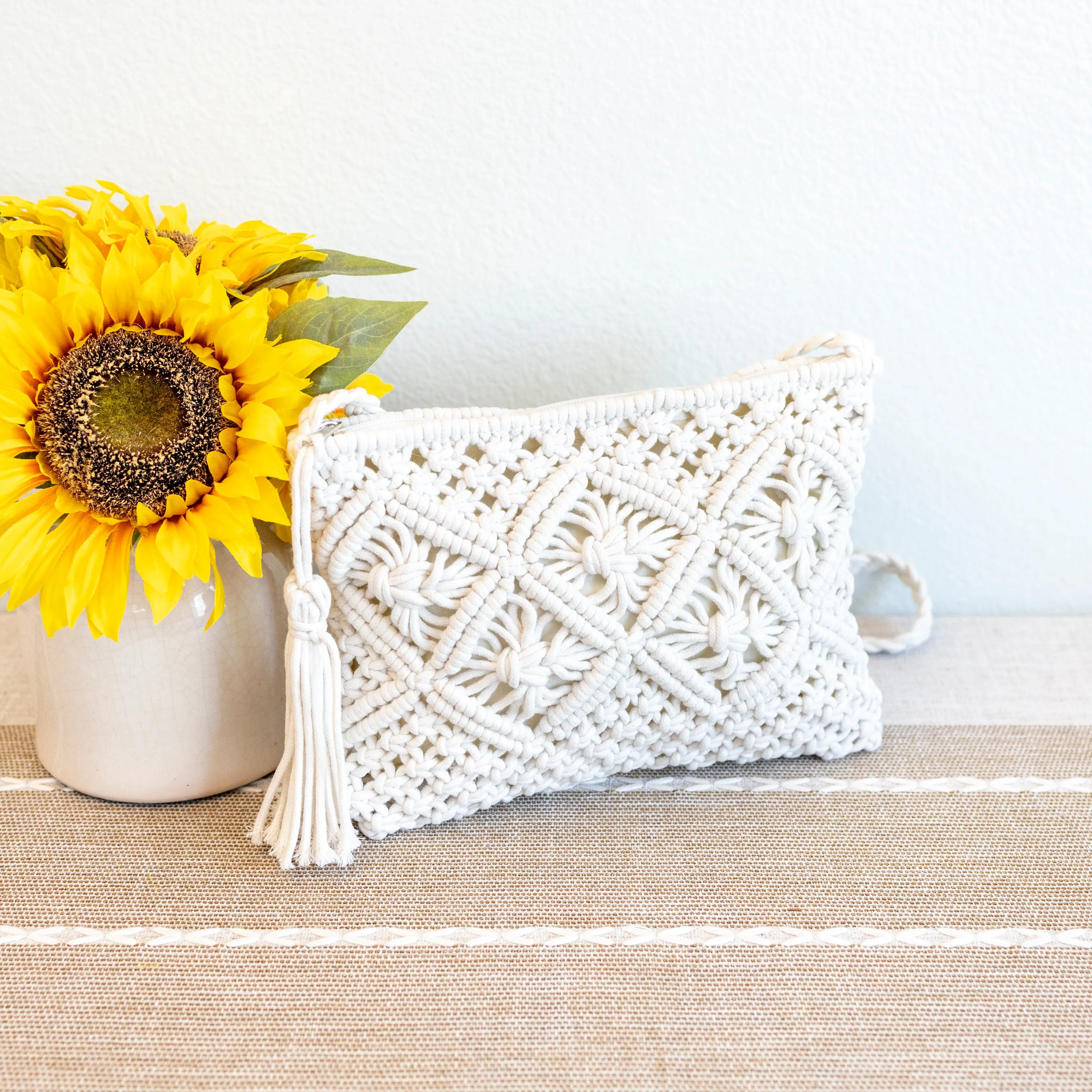 Elena Handbags Woven Macrame Crossbody Purse Classic Functionality