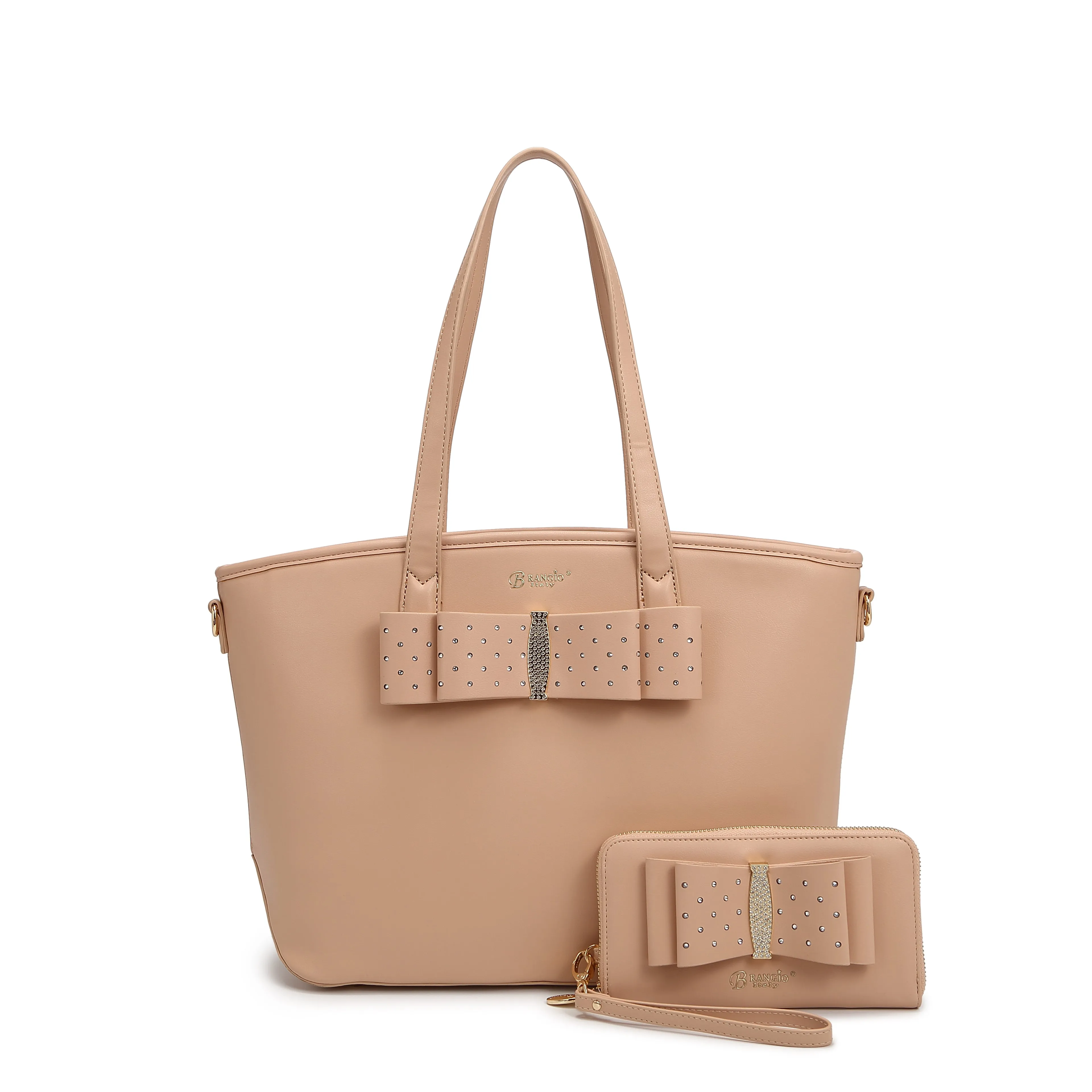 Brangio Elegant Bow Tote & Wallet Set Refined Everyday