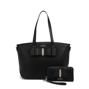 Chic Fashion Brangio Elegant Bow Tote & Wallet Set
