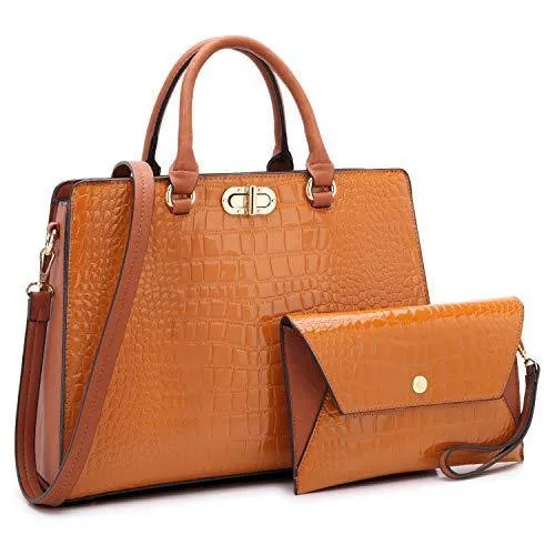 Fashion Pattern Embossed Handbag with Matching Wristlet l Dasein Everyday Fashion and Practical large purse.