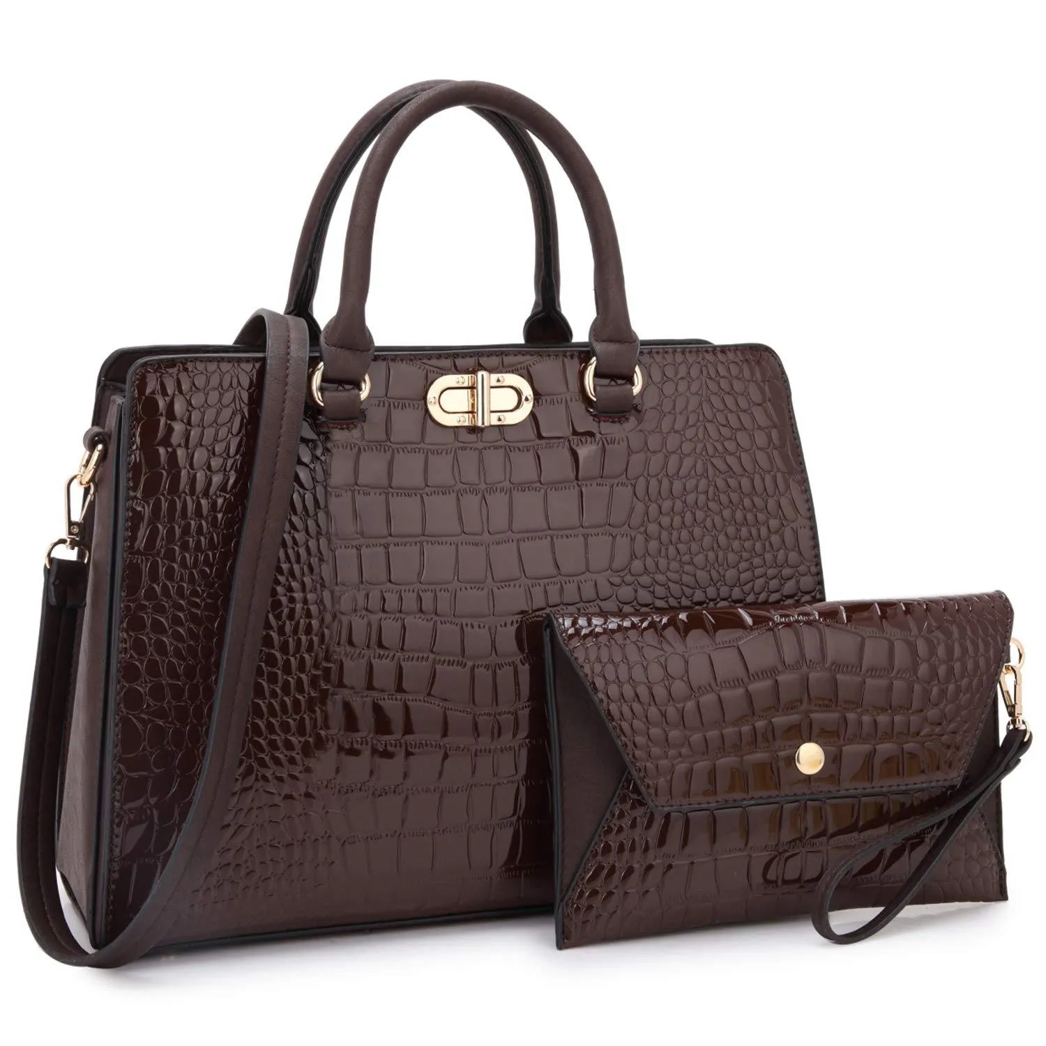 Fashion Pattern Embossed Handbag with Matching Wristlet l Dasein Smart option Lightweight Bag