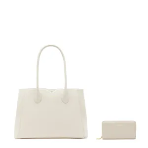 Cadeau d'Isabel cream calfskin leather handbag and wallet set Daily Comfort