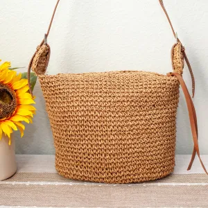 Minimalist Function Elena Handbags Straw Woven Crossbody Bag With Tassle