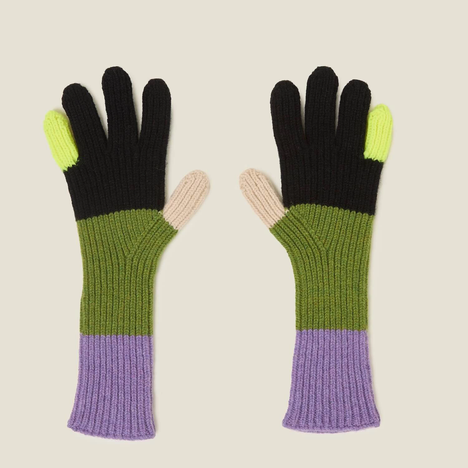 Colour Block Gloves - Neon Yellow Casual Function