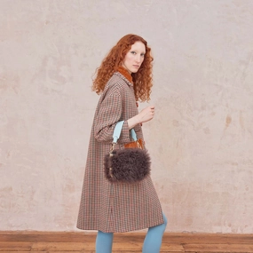 Mini Softie Leather Crossbody Bag - Sheepskin Colourblock Brown Smart Outfit Premium Edge