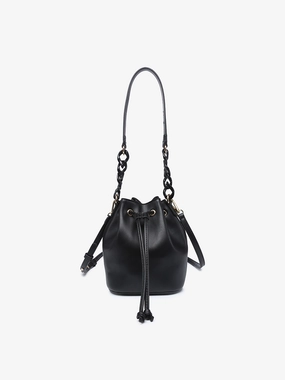 Glossy Finish Cordelia Vegan Drawstring Bucket Bag
