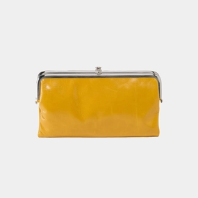 Lauren Clutch-Wallet In Polished Leather - Sun Glow Street Style Evening Wear