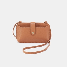 Vida Phone Crossbody in Micro Pebbled Leather - Biscuit Contemporary Touch Daily Travel