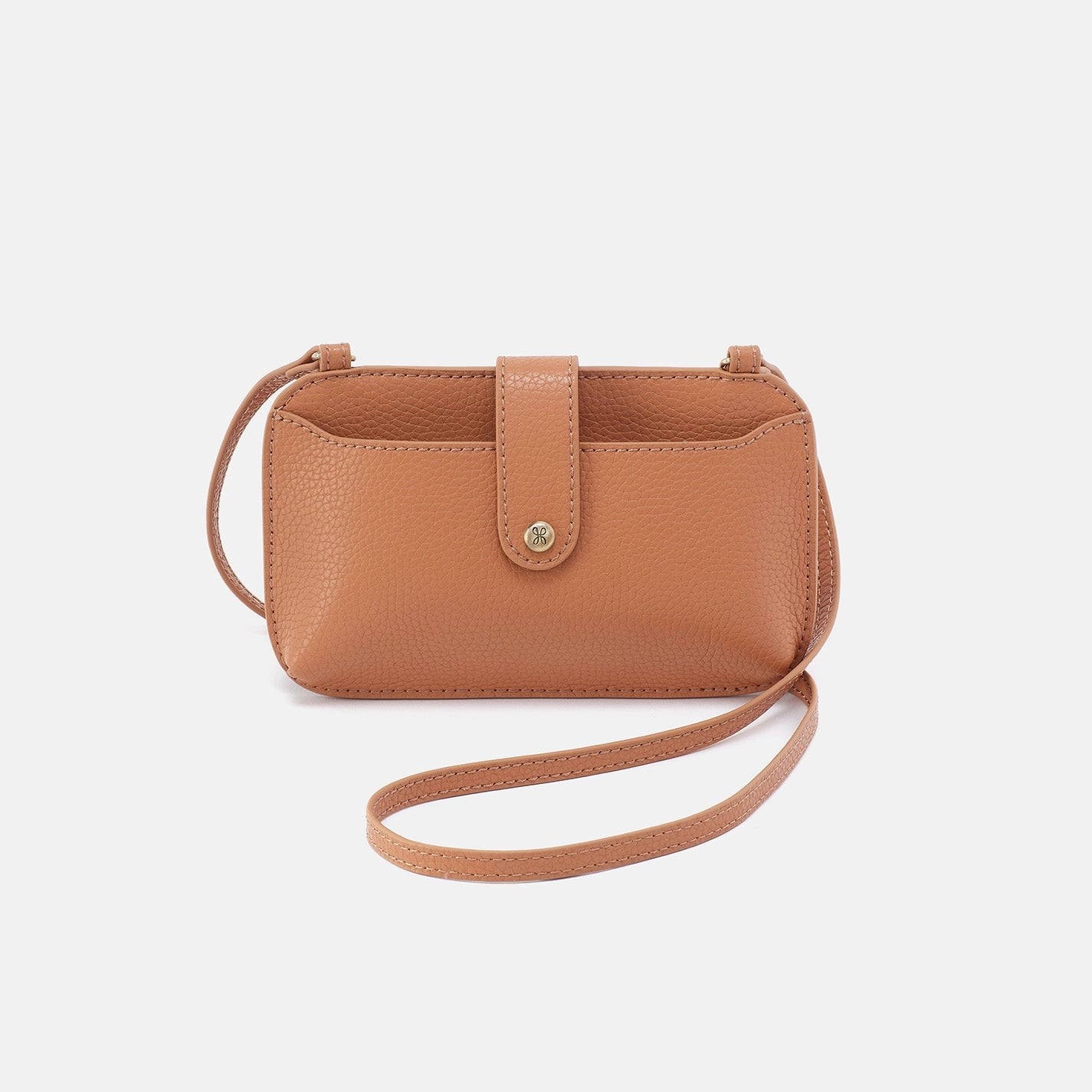 Vida Phone Crossbody in Micro Pebbled Leather - Biscuit Contemporary Touch Daily Travel