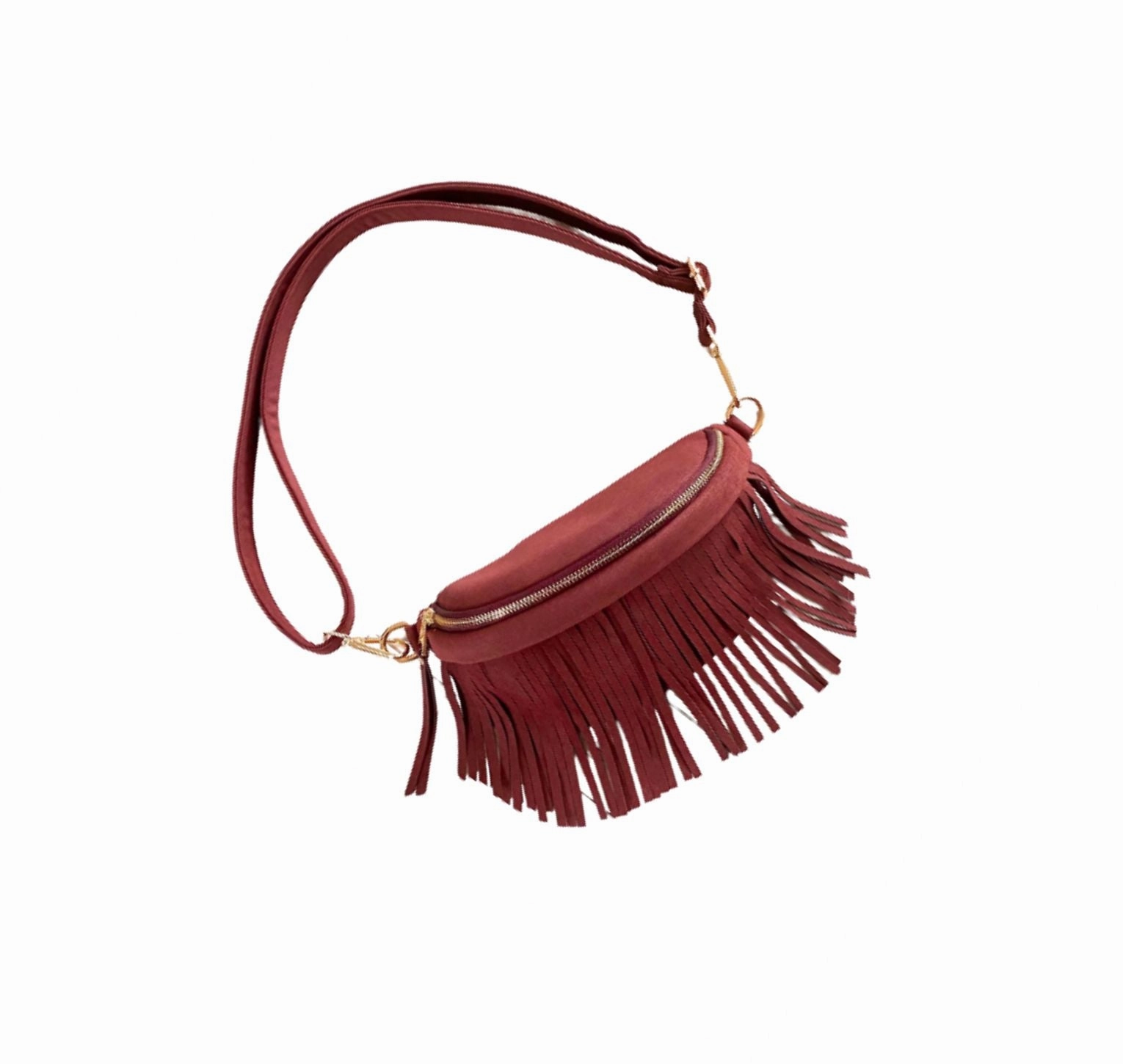 Elegant evening wear Perfect size to carry your essentials in an efficient manner Removable Fringe Western Style Suede Bum Sling Hip Bag
