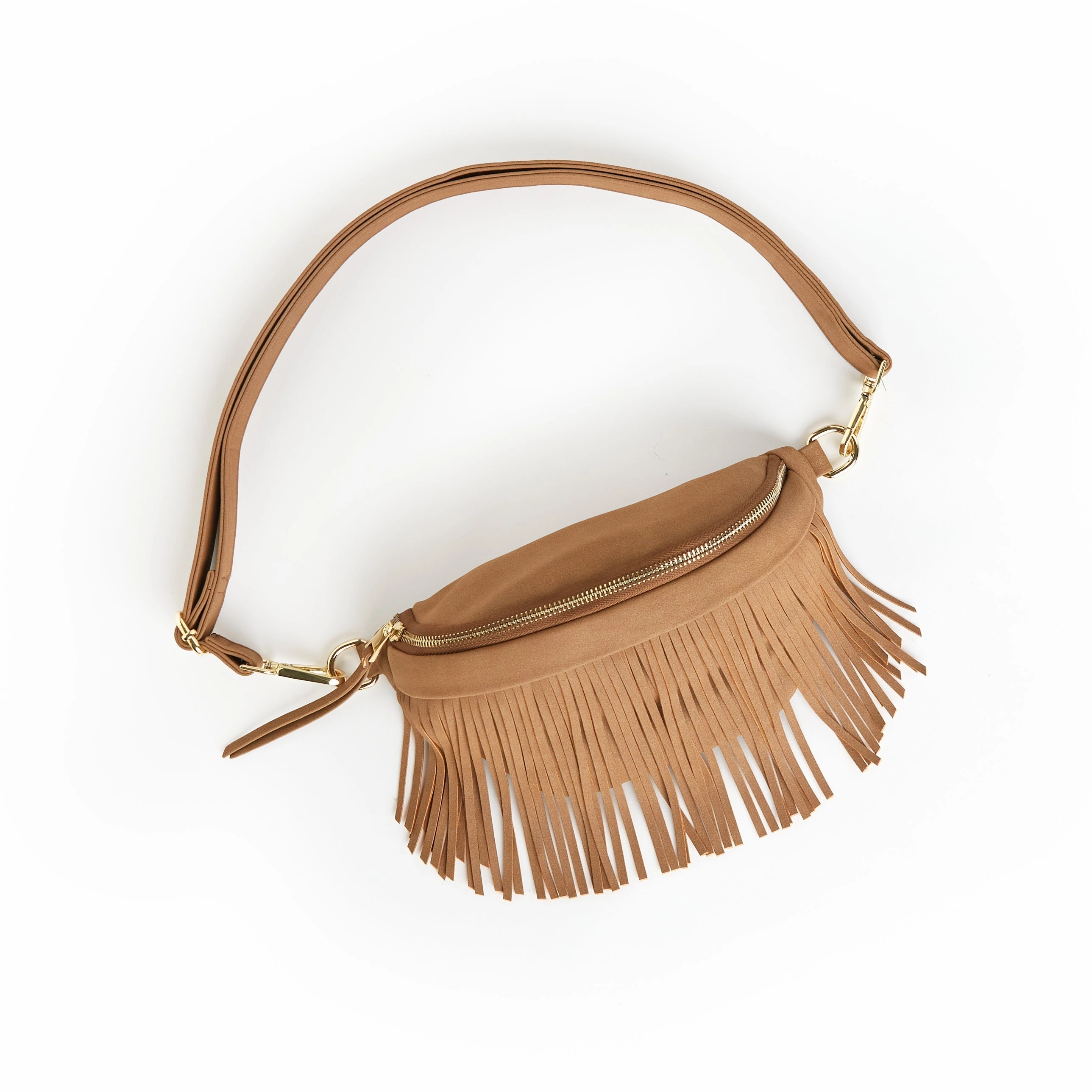 Sustainable Construction Smart Outline Removable Fringe Western Style Suede Bum Sling Hip Bag