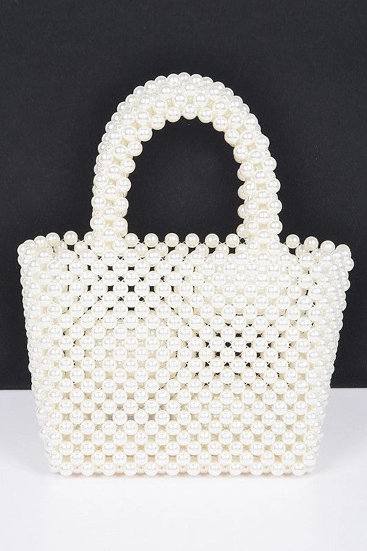 Quality Focus Smooth Finish Faux Pearl Braided Iconic Basket Top Handle Clutch